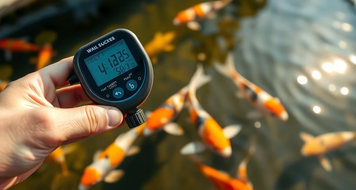 Premium digital meter for koi pond water testing Digital water quality test meter measuring dissolved oxygen levels in koi pond with accuracy display