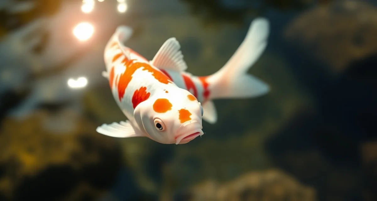 Kohaku koi in pristine water conditions Premium kohaku koi fish displaying vibrant red and white pattern in high-quality pond water, demonstrating proper care and color development standards.