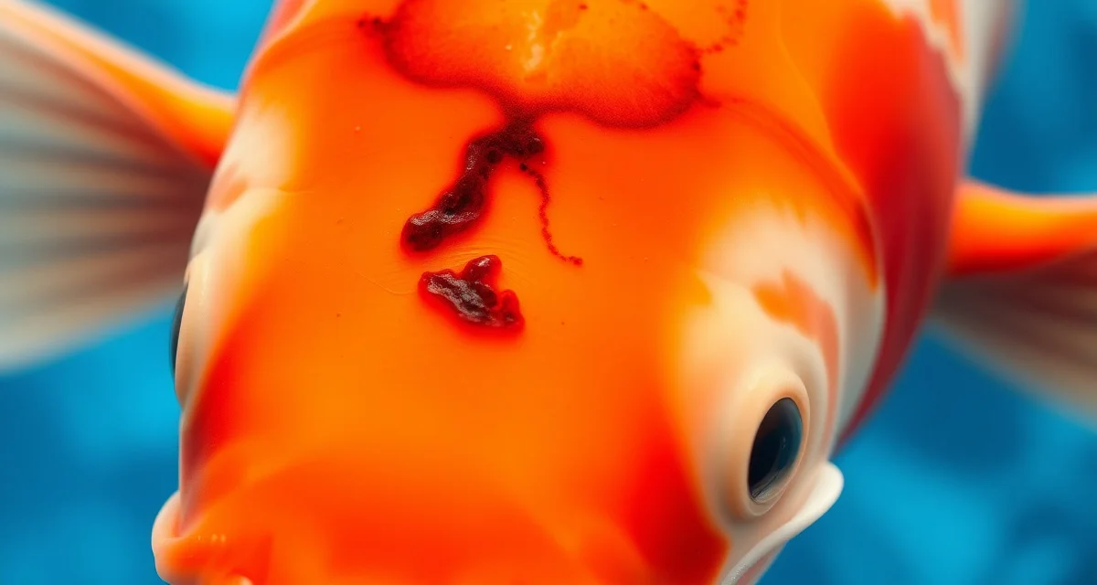 Branchiomycosis gill rot fungal disease in koi fish Diseased koi fish gills affected by branchiomycosis fungal infection showing tissue damage and discoloration requiring emergency treatment