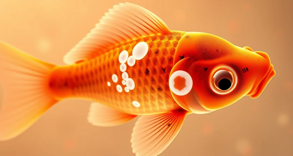 Columnaris bacterial disease pathogen visualization Microscopic view of Columnaris bacteria infection showing white saddle-back lesions on koi fish tissue and gills during bacterial infection