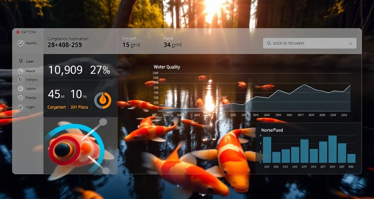 KoiQuanta compliance tracking system for Oregon koi dealers Koi dealer software dashboard displaying Oregon ODFW compliance requirements and water quality analytics for Pacific Northwest fish importers.