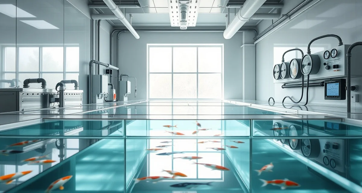 Certified koi quarantine facility infrastructure Professional koi dealer quarantine program tank system with advanced filtration and water quality monitoring equipment for fish health