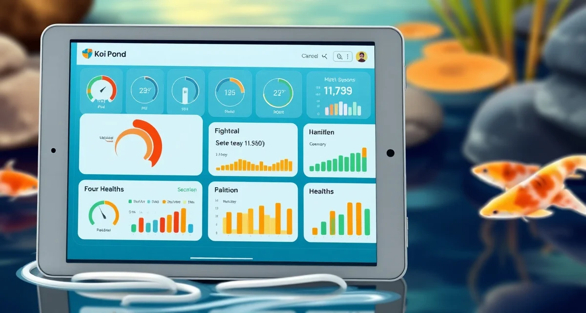 Water quality monitoring system for Ohio koi dealers Koi dealer software dashboard for Ohio pond management displaying water quality analytics and seasonal health monitoring across multiple quarantine systems.