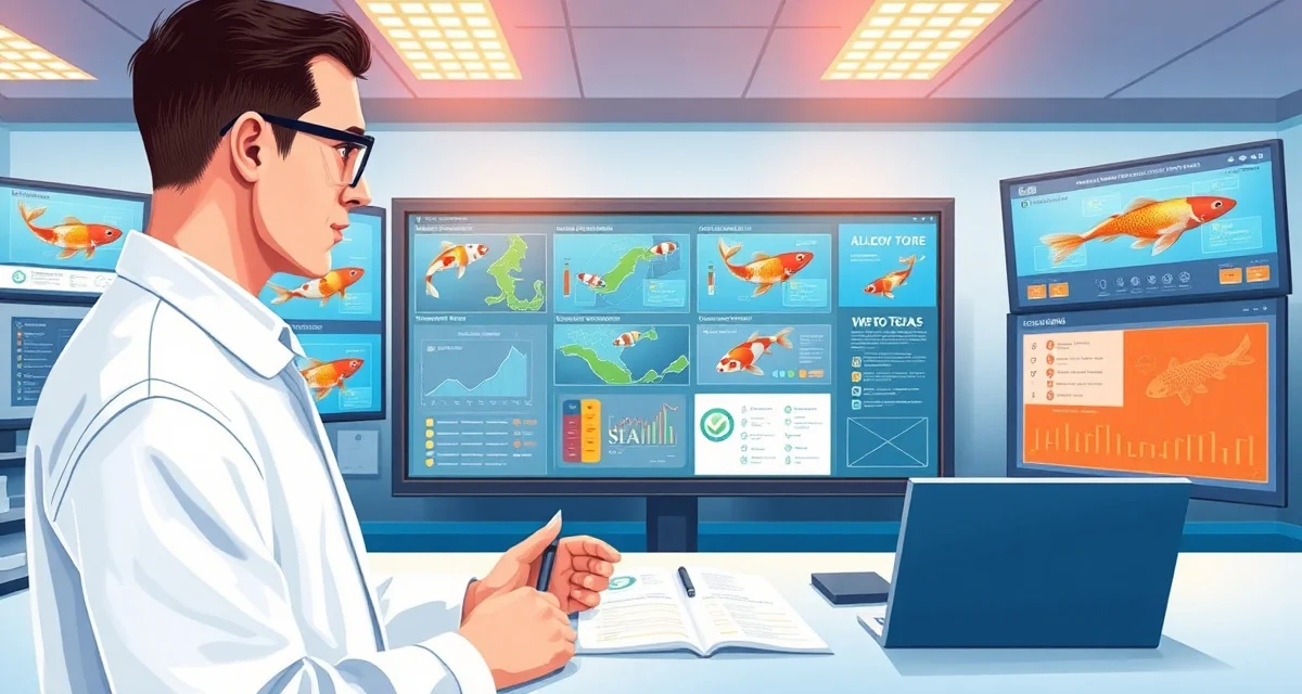 Standardized koi treatment protocols management system Koi dealer treatment protocol standardization dashboard showing consistent documentation across multiple facility locations