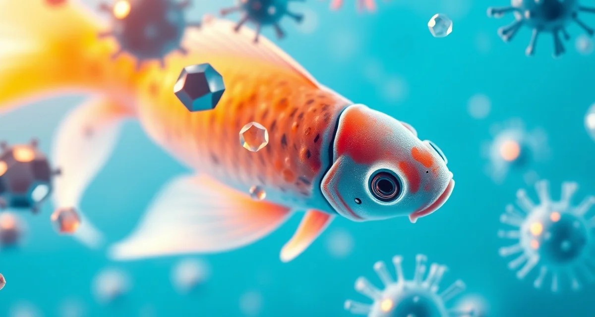 Koi pathogen identification reference Clinical reference image showing koi disease pathogens including viral, bacterial, parasitic and fungal organisms affecting pond fish health.