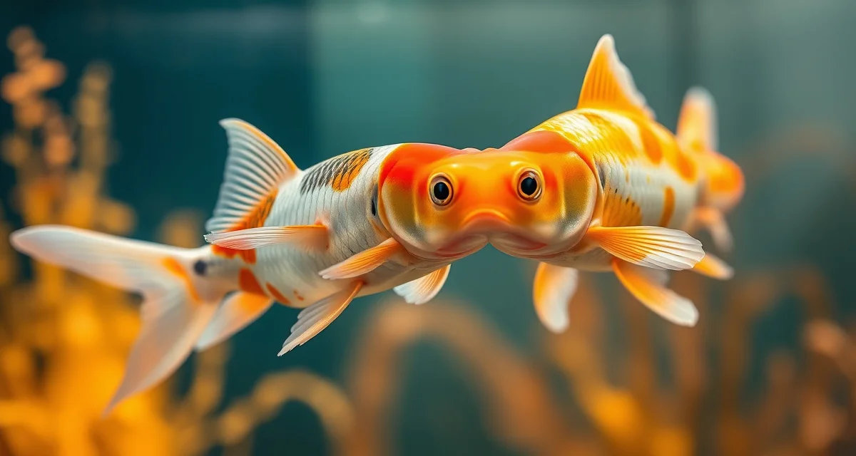 Clamped fins in koi fish precede visible disease by 24-48 hours Koi fish displaying clamped fins held against body as early warning sign of distress and disease in pond water quality management.