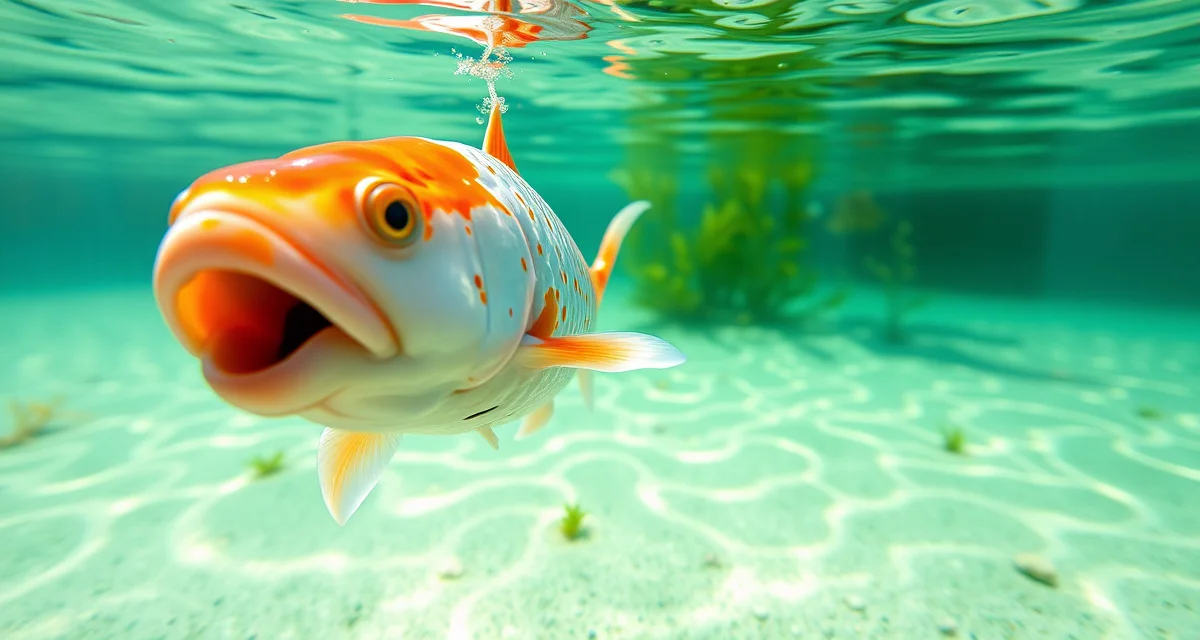 Signs of healthy versus sick koi fish behavior Koi fish swimming near water surface showing alert behavior and healthy appearance in clear pond water
