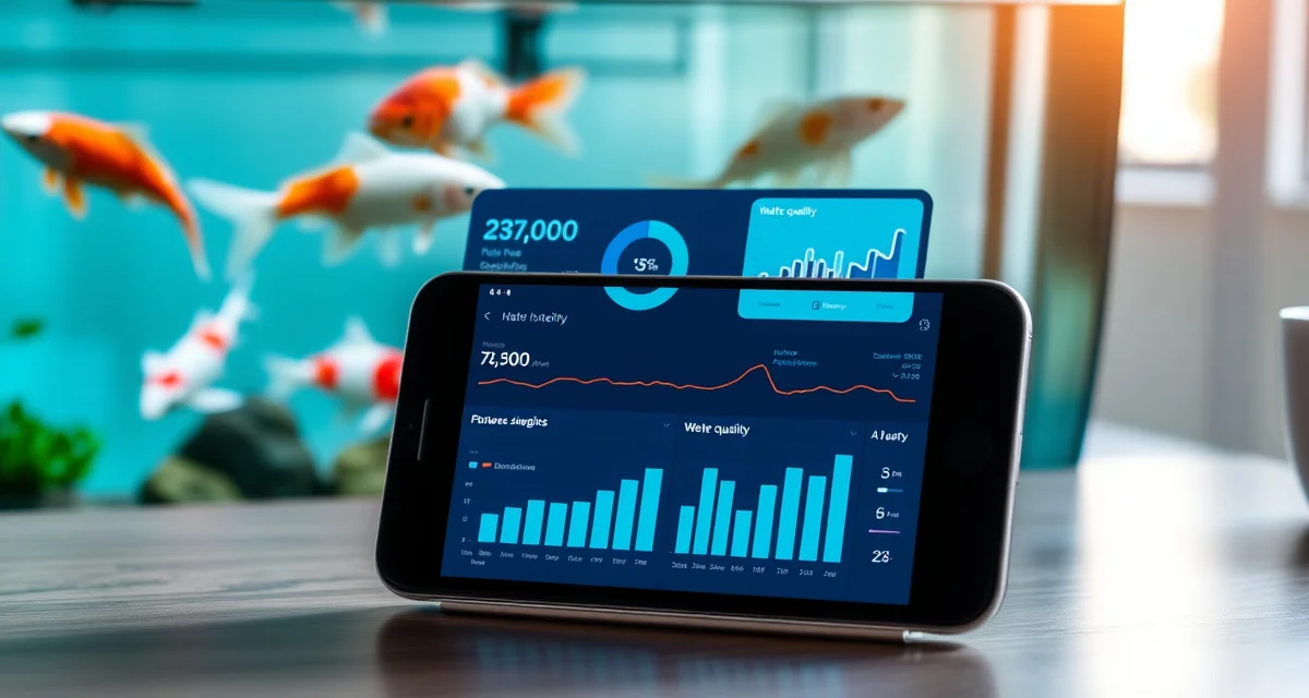Best koi pond health monitoring app dashboard comparison Koi health tracking app interface showing water quality analytics and fish disease detection on smartphone and tablet devices.