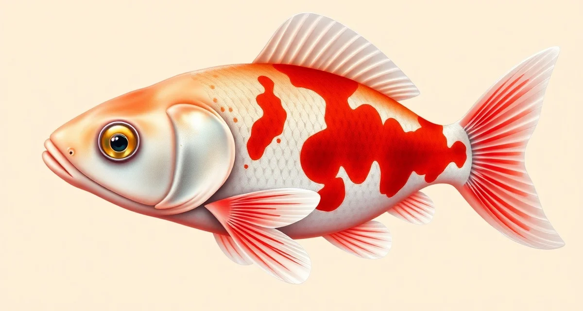 Emergency signs of koi hemorrhagic septicemia bacterial infection Koi fish displaying hemorrhagic septicemia symptoms including red streaking and bleeding patches requiring emergency antibiotic treatment.