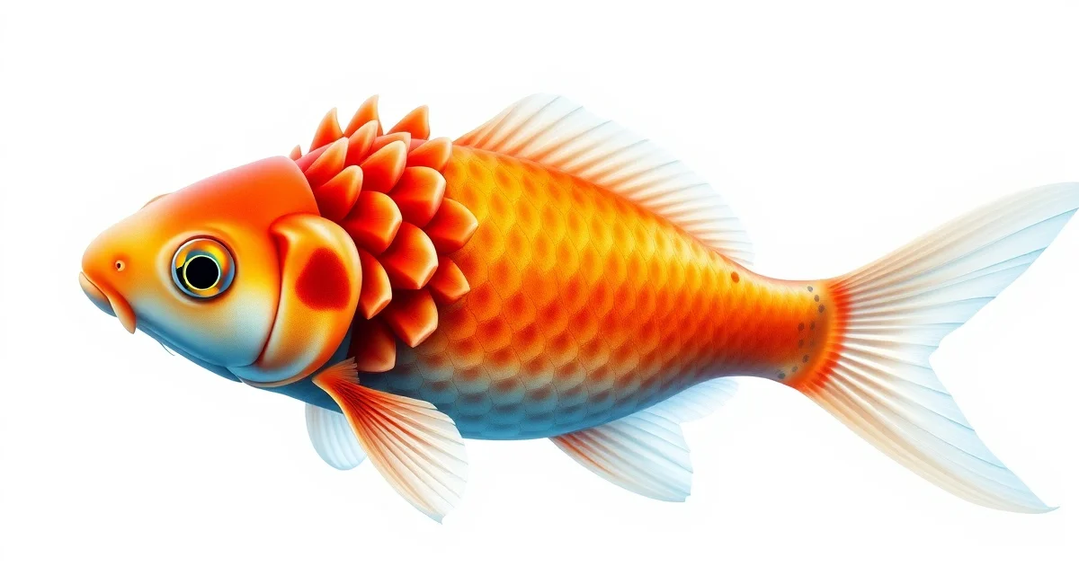 Pineconing scales in koi - critical health condition Koi fish with pineconing scales condition showing raised scales protruding outward, a serious health indicator requiring immediate veterinary assessment.