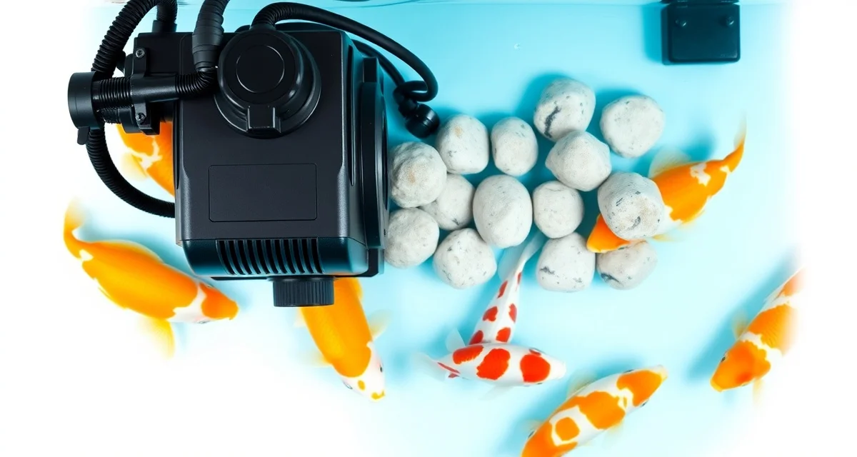 Air pump aeration setup for koi ponds Professional koi pond air pump system with diffuser tubing and aeration equipment for oxygen circulation and fish health