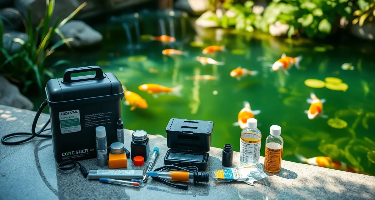 Critical First Response Tools for Koi Emergencies Koi pond emergency response equipment and water testing supplies for rapid fish health assessment and crisis management