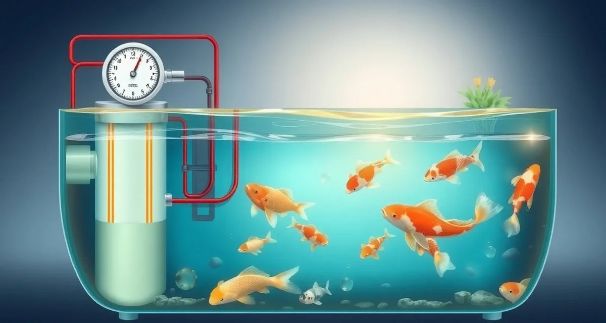 Koi pond heating installation and components Modern koi pond heating system with water circulation and temperature monitoring for year-round fish health and growth.