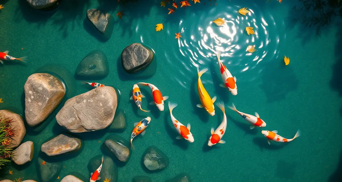 Koi pond landscaping design affecting water quality Healthy koi pond with strategic landscaping showing water chemistry impact on fish health and pond ecosystem