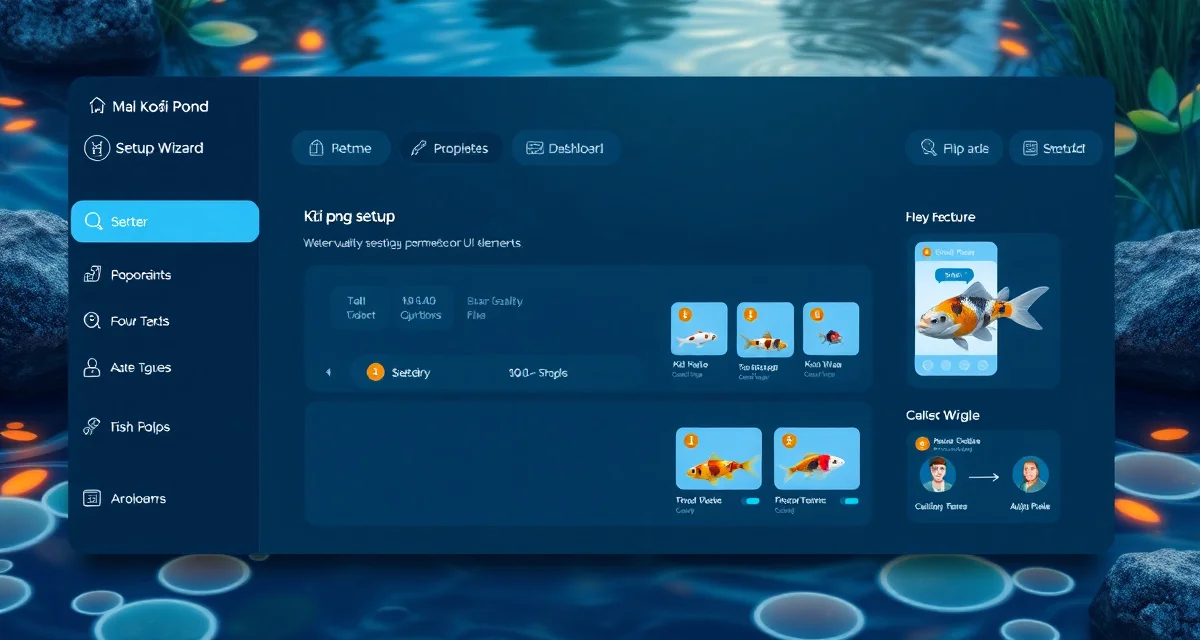 Koi pond onboarding setup process KoiQuanta onboarding setup wizard interface displaying account creation and pond profile configuration steps for koi water quality management.