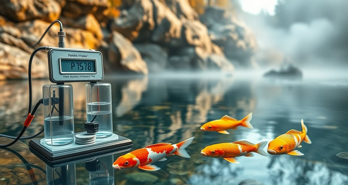 Water chemistry monitoring for West Virginia koi ponds Koi pond water quality testing equipment measuring pH levels in West Virginia acidic water conditions