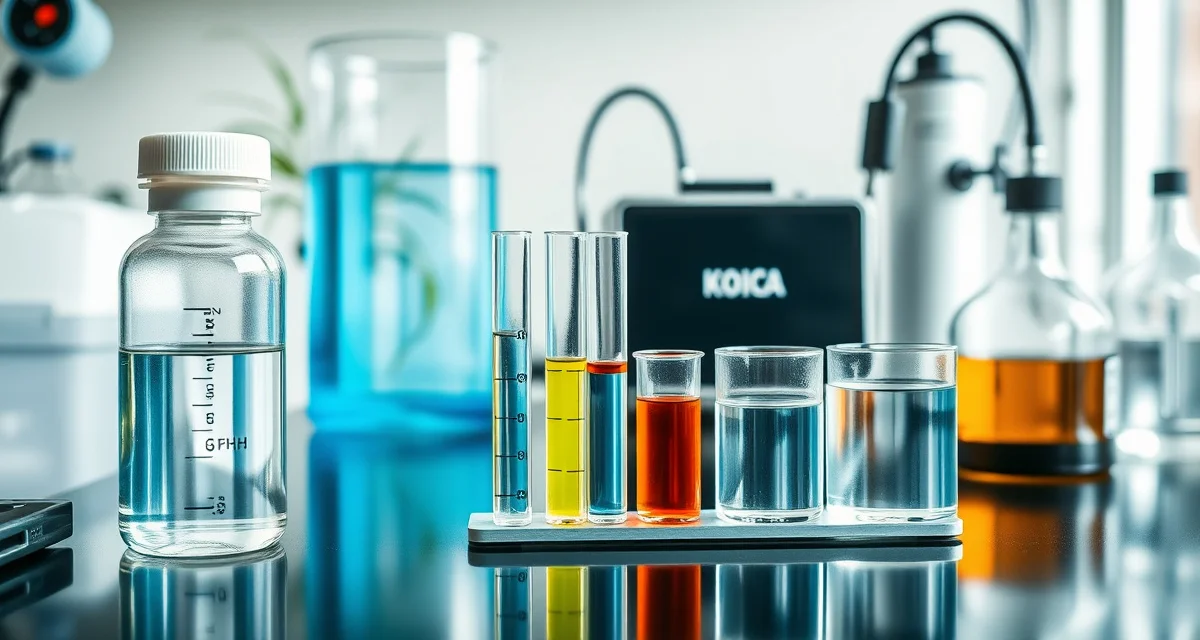 Testing koi pond water chemistry for softener effects Water quality testing kit measuring GH and KH levels in koi pond water affected by ion exchange softener system