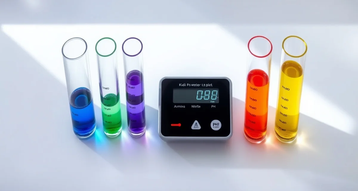 Water quality testing for koi pond maintenance Professional koi pond water testing with digital quality meter measuring pH and parameters for optimal fish health maintenance