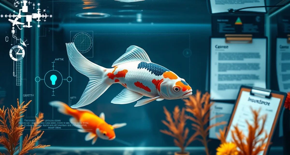 Professional koi quarantine setup with health documentation Koi quarantine record documentation showing fish health records and water quality data for insurance claims verification