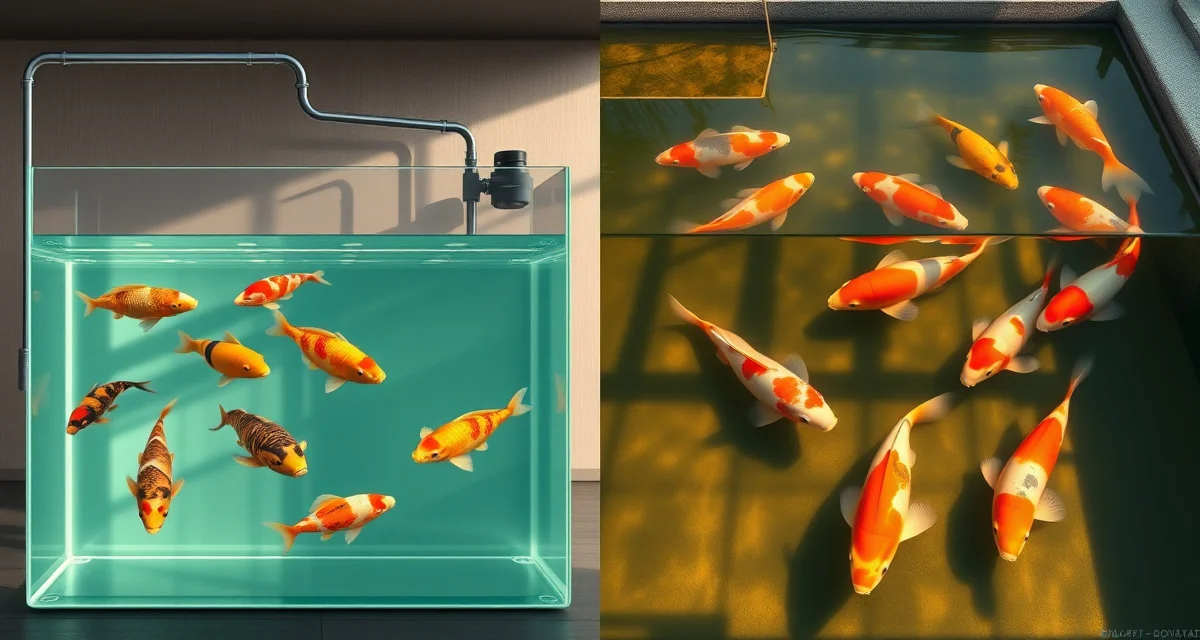 Koi quarantine methods comparison guide Side-by-side comparison of koi quarantine pond setup versus indoor quarantine tank for fish health management