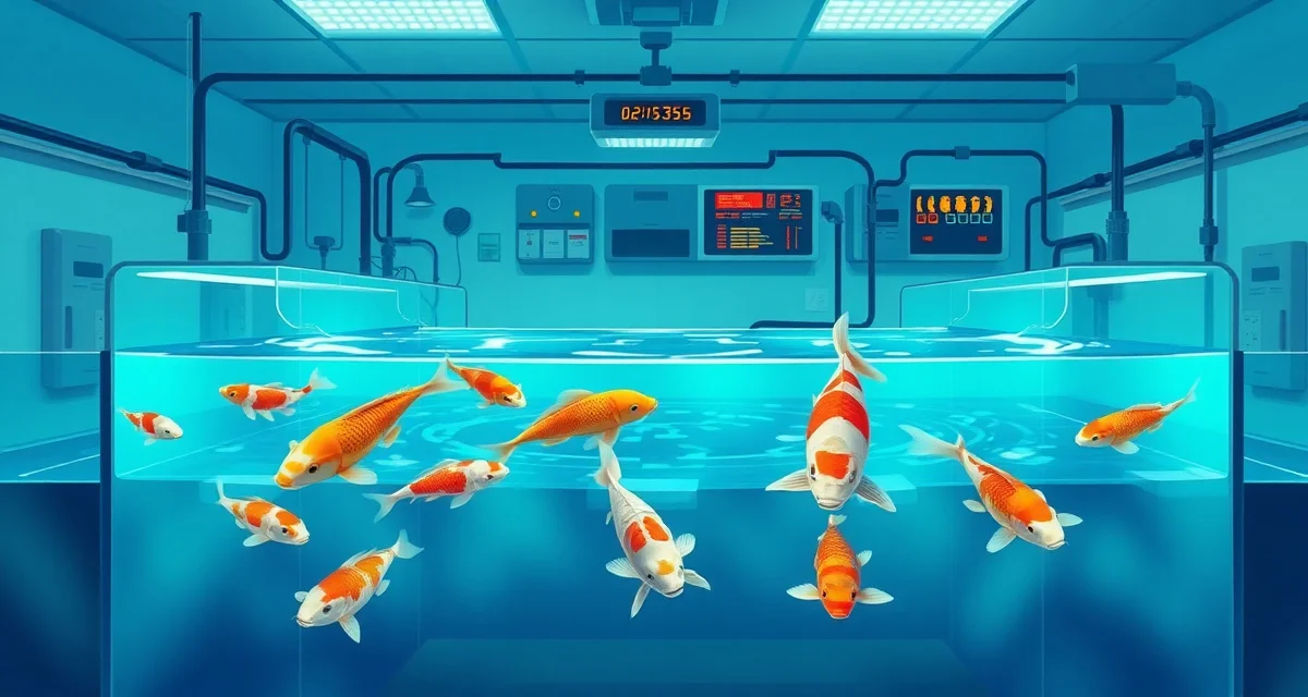 Professional koi dealer quarantine setup meeting federal requirements Modern koi quarantine system showing separate tanks and water quality monitoring equipment for dealer compliance with USDA regulations.