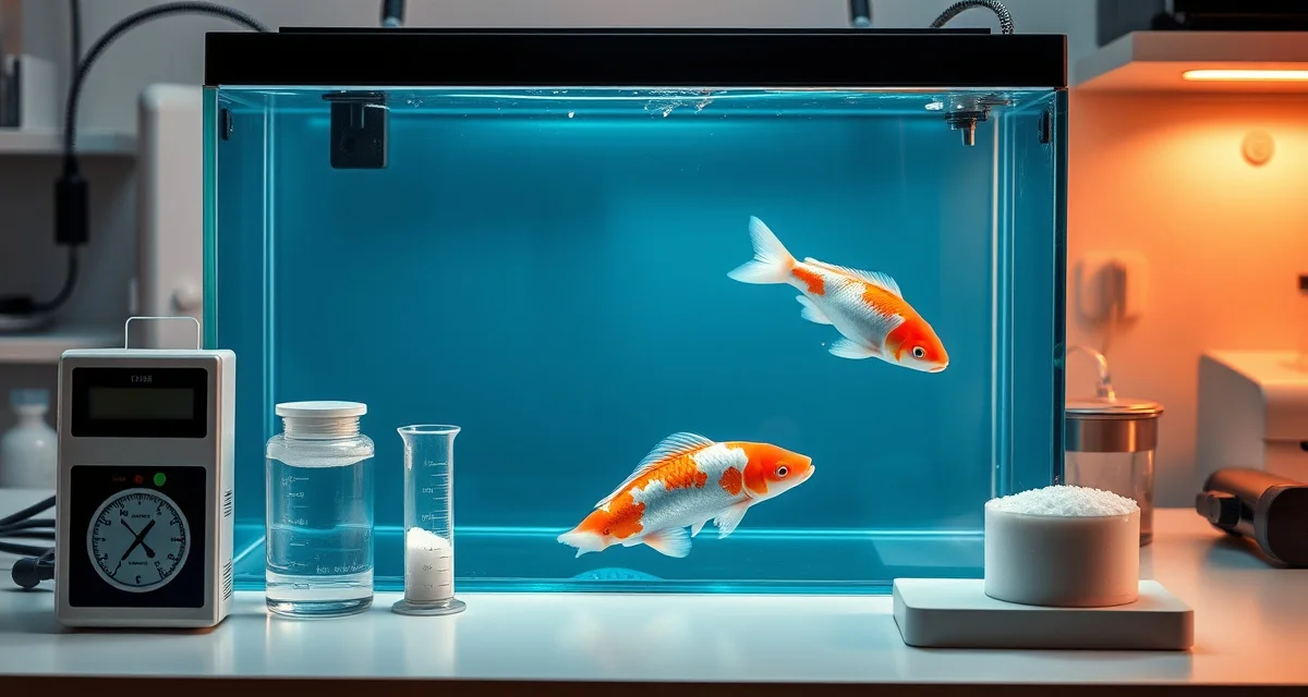 Accurate salt dosing prevents osmotic shock in quarantined koi Koi quarantine salt treatment setup with dose calculator, measurement tools, and aquarium salt for precise water treatment dosing
