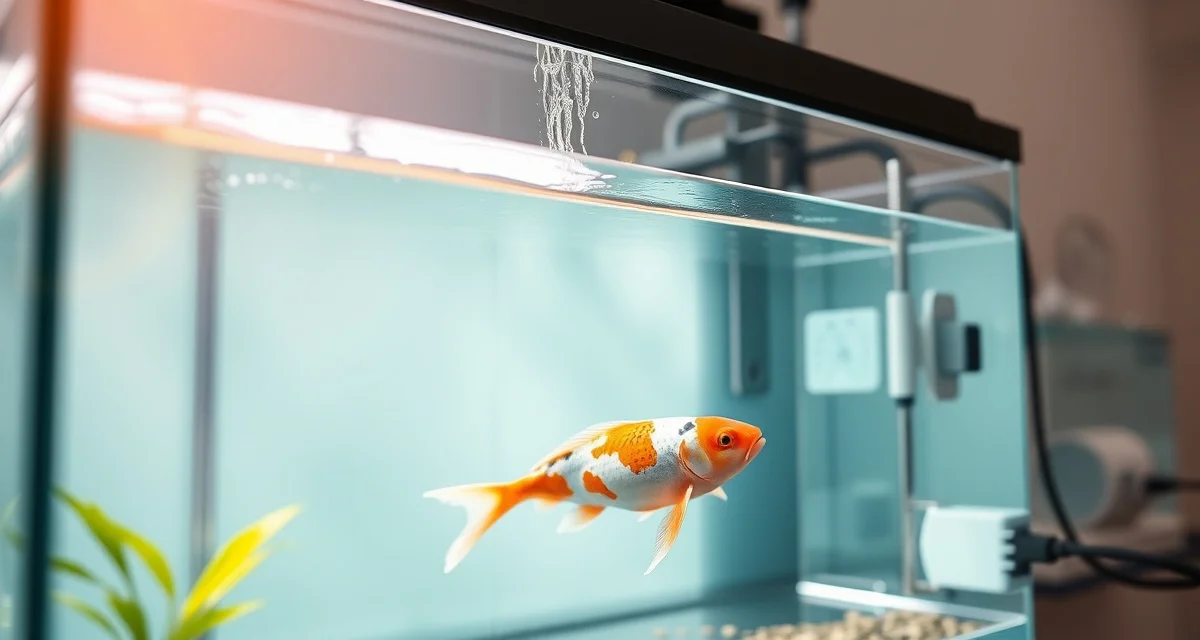 Spring quarantine protocol for koi pond health management Koi quarantine tank setup for spring disease prevention with temperature monitoring and water quality testing equipment