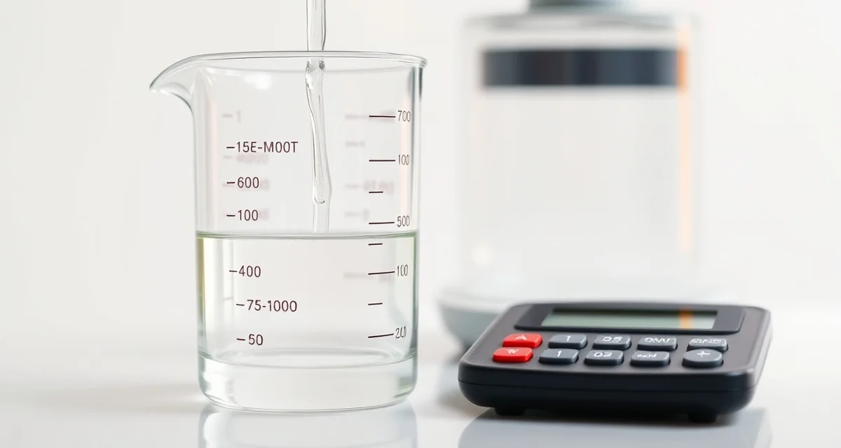 Accurate koi treatment dosing equipment setup Precise measurement of koi pond treatment dose using calibrated beaker and digital scale for accurate fish health management