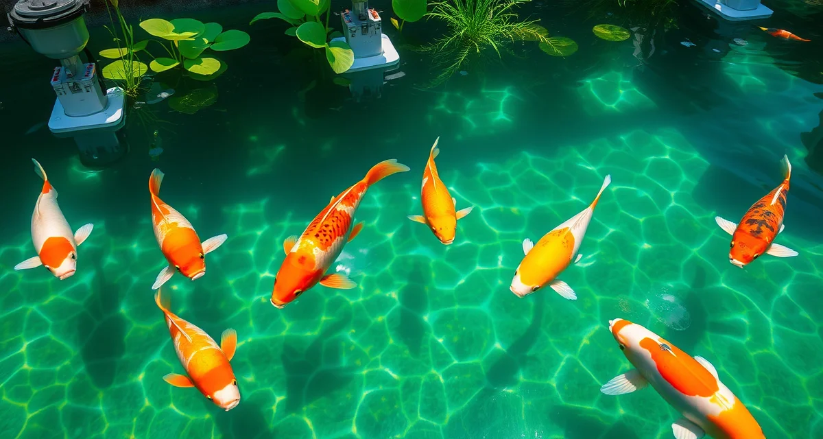 Establishing proper koi pond management from day one Healthy koi pond with clear water and proper filtration system showing best practices for new pond disease prevention