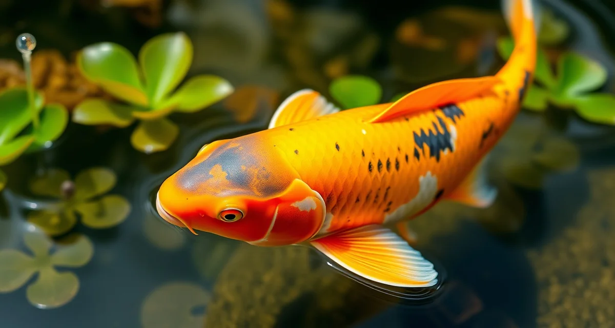 Koi pond water quality analytics for southeastern climates Healthy koi fish in clear southeast pond water demonstrating proper water quality management and fish health monitoring